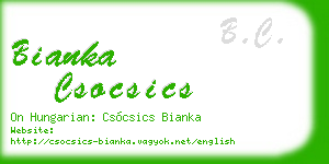 bianka csocsics business card